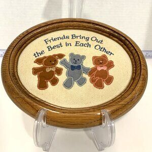 Vtg Russ 'Traditional Treasures' Unique Oak Applique Plaque Wall Hanging